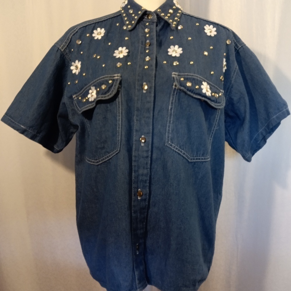 A&R CLOTHING Denim Top Sz Small